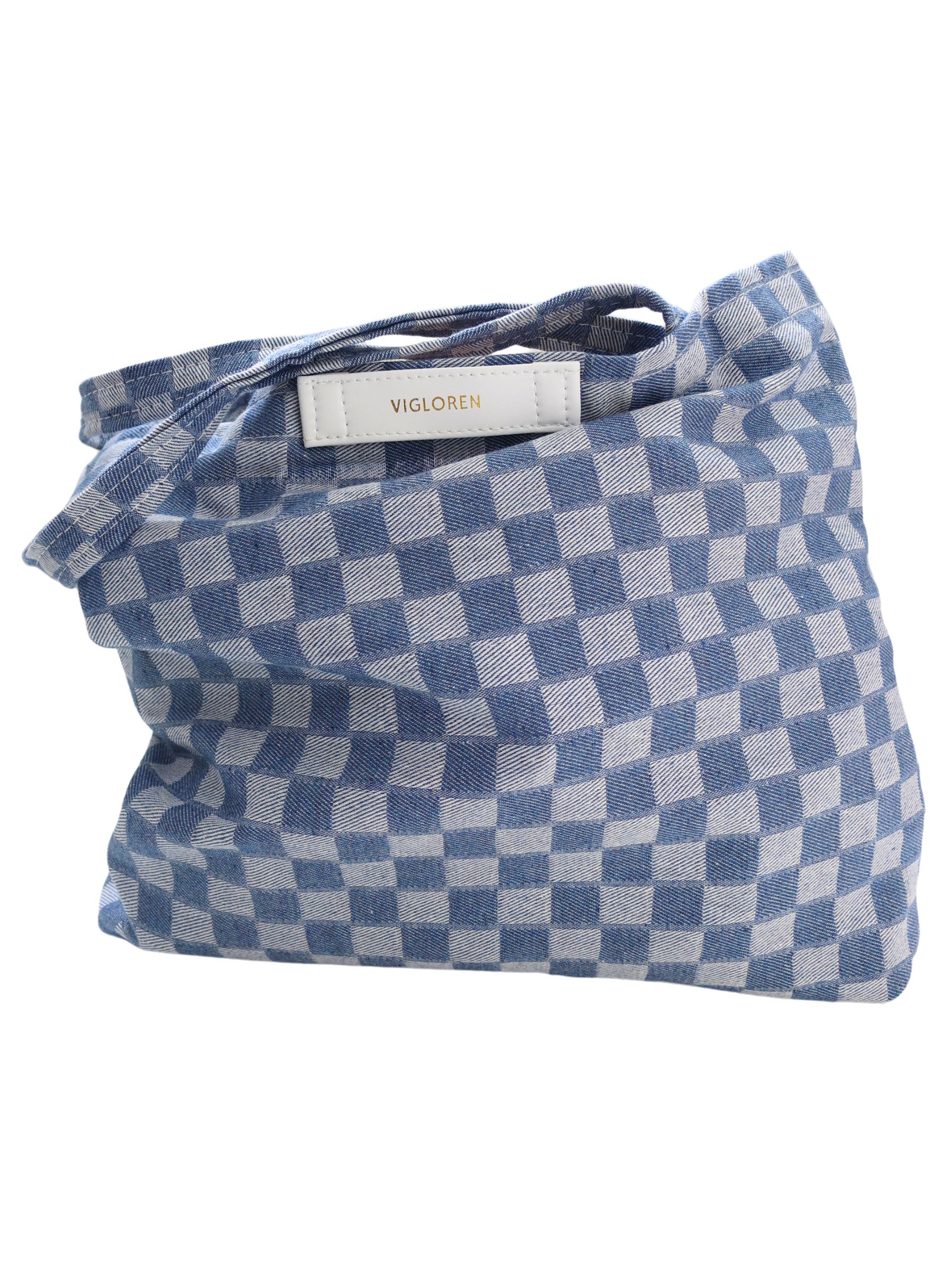 DENIM CHECK TOTE | BLUE - Image 2