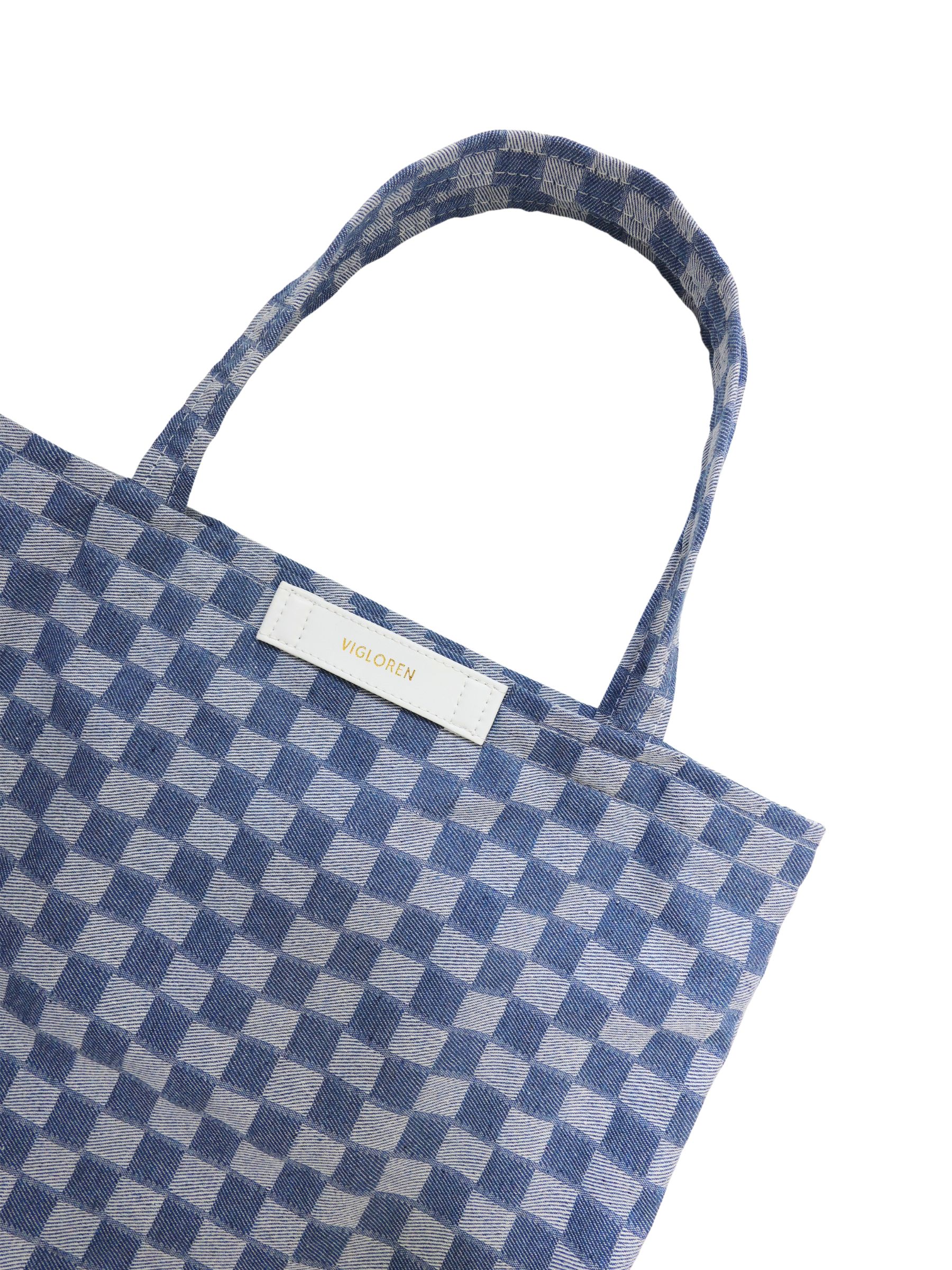 DENIM CHECK TOTE | BLUE - Image 3