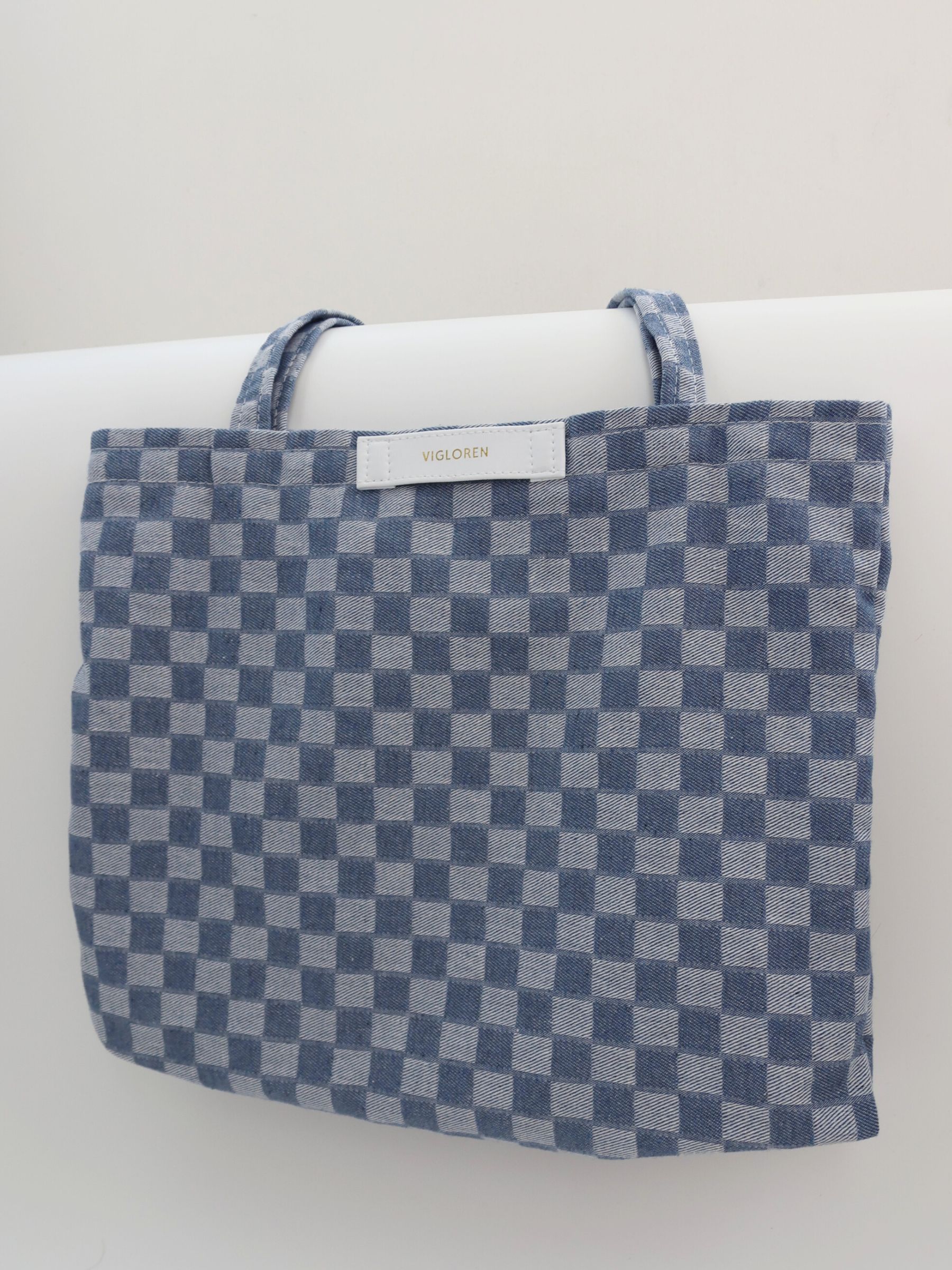 DENIM CHECK TOTE | BLUE - Image 6